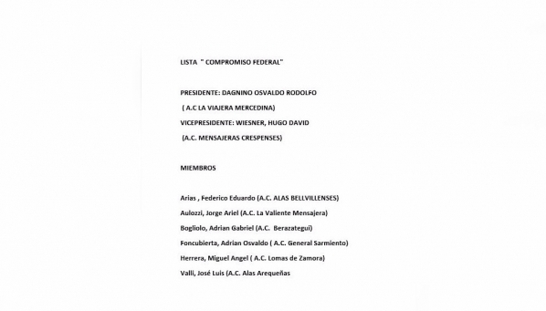 Elecciones FCA: Lista 1: "Compromiso Federal"